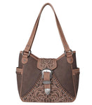 Montana West Floral Embroidered Buckle Collection Concealed Carry Satchel