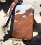 Faux Cowhide Print ID Wristlet