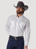 Wrangler Men's Dobby Stripe Snap Shirt-White