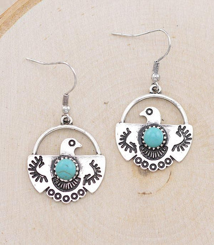 Thunderbird Earrings with Turquoise