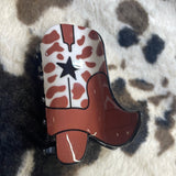 Brown and White Cheetah Print Boot Claw Clip