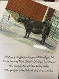 CJ Brown Christmas Greetings-Black Heifer/Red Bird Card