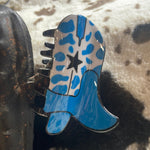 Blue & White Cheetah Print Boot Claw Clip