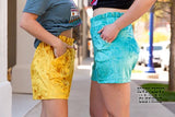 Vetiver Velvet Shorts in Mustard or Turquoise