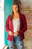 Burgundy Oversized Button Down Cardigan