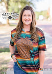 Cowboys of Fall Serape Tee with Tooled Pumpkin