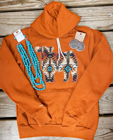 Orange Sweatshirt With Aztec Print Steer