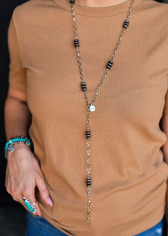 Multi way Link Chain w/ Faux Navajo Pearl Disc Necklace