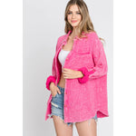 Mineral Washed Cotton Shirt- Fuchsia