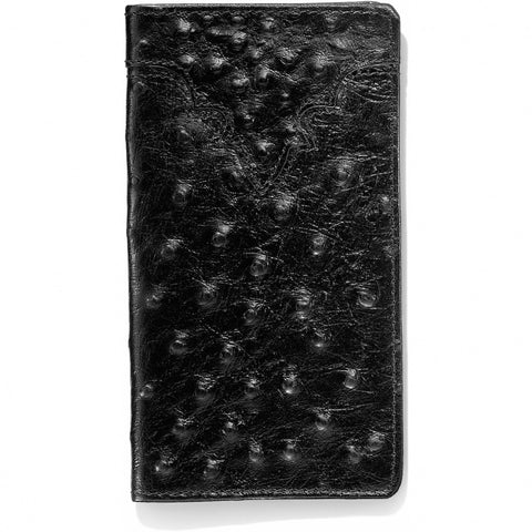 Ostrich Print Checkbook Wallet- Black