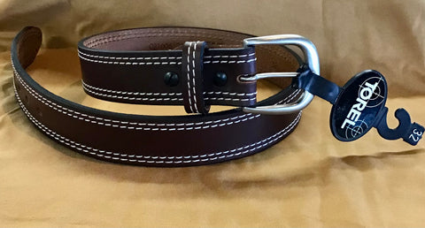 Brown Belt with Double Row Stitch