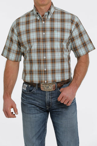 Cinch Men’s Brown & Turquoise Plaid Shirt