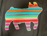 Serape Pig V-Neck Appliqué Tee