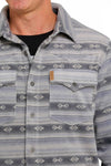 Cinch Men's Aztec Print Polar Fleece Shirt Jacket - Blue