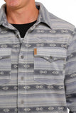 Cinch Men's Aztec Print Polar Fleece Shirt Jacket - Blue