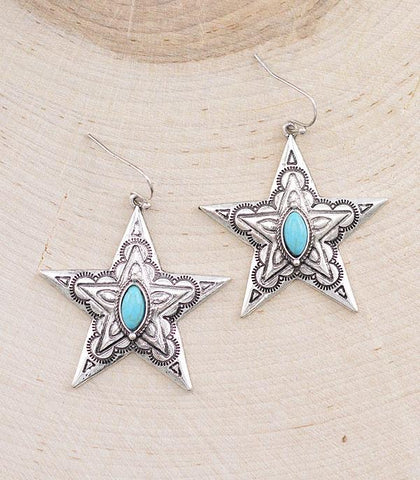 Silver & Turqoise Star Earrings
