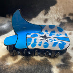 Blue & White Cheetah Print Boot Claw Clip