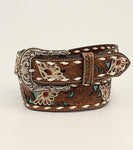 Ariat Ladies Turquoise Underlay Floral Leather Belt
