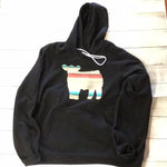 Serape Steer Appliqué Hoodie Black