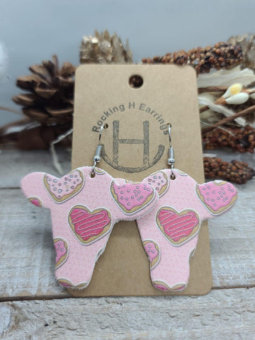 Leather Steer Earrings with Cookie Hearts