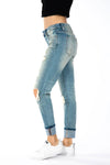 High Rise Boyfriend Distressed Jeans