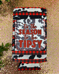 Tis The Season To Be Tipsy Cow Buffalo Plaid Can Cooler