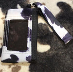 Faux Cowhide Print ID Wristlet
