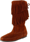 Minnetonka Women’s Calf-Hi 2 Layer Fringe Moccasins