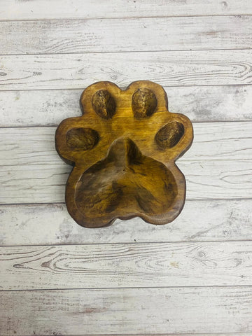 Paw Print Wooden Bowl