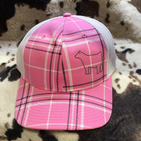 Pink Plaid Steer Cap