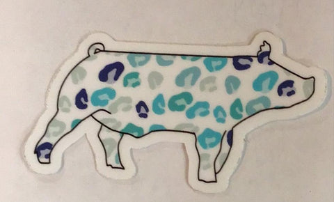 Blue Leopard Pig Sticker