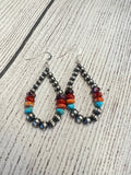 Navajo Pearl Earrings with Assorted Colored Stones