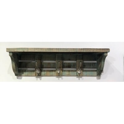 Northern Woods Triple Hook Wall Shelf-Tobacco