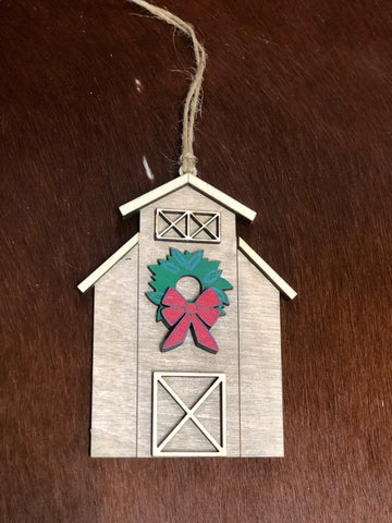 Barn Ornament-Wooden Shiplap Christmas Ornament