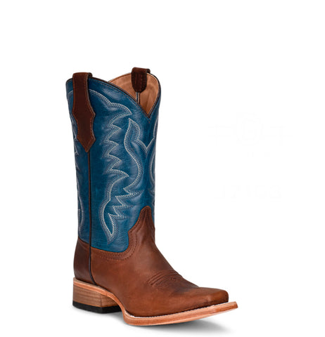 Corral Kid's Brown & Blue Embroidered Boot