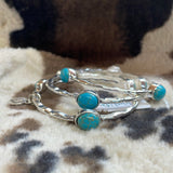Burnished Silver Bangles  with Turquoise Braclet
