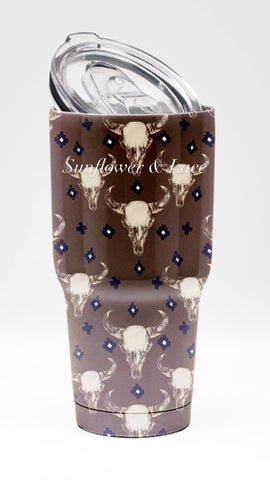 Stainless Steel Tumblers 30oz Cow Skulls