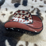 Brown & White Cheetah Print Cowboy Hat Claw Clip
