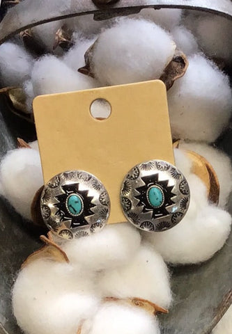 Aztec Circle Turqoise Earrings