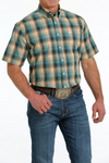 Cinch Men's Teal Plaid Print Shirt