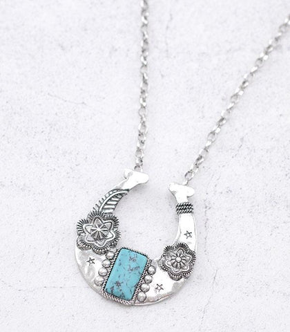 Horseshoe Necklace with Turquoise