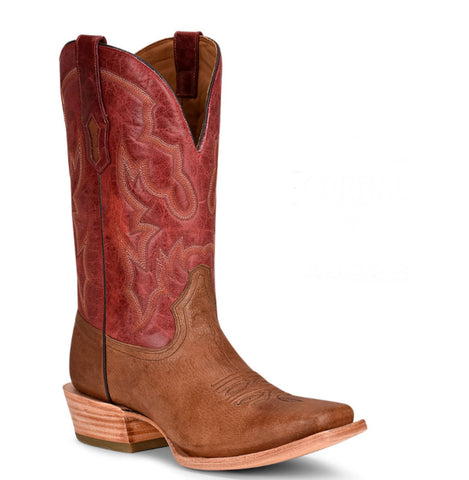 Corral Men's Tan & Red Embroidered Boot