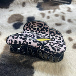 Pink Cheetah Print Cowboy Hat Claw Clip