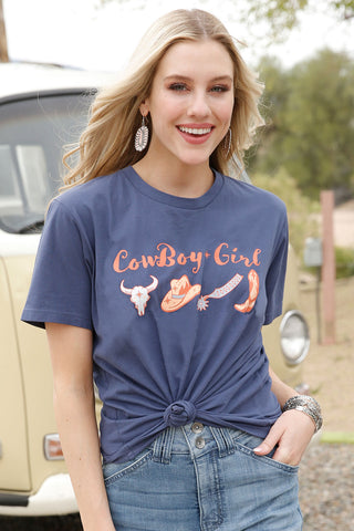 Cruel Blue Cowboy+Girl Tee