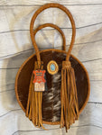 Circle Hair On Braided Handle Purse