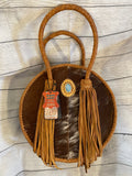 Circle Hair On Braided Handle Purse