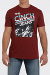 Cinch Heather Red Print Tee