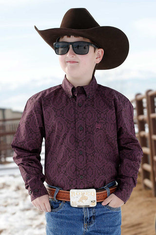 Cinch Boy's Purple Paisley Shirt