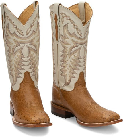 Justin Men's Antique Saddle Smooth Ostrich Boots