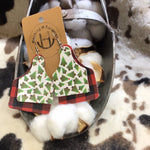 Christmas Tree Ear Tag Leather Earrings